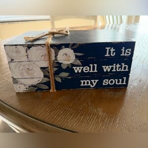 Navy Floral Decorative Block